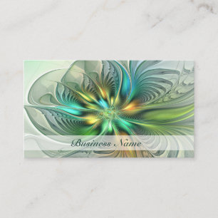 Colorful Fantasy Abstract Flower Fractal Art Business Card