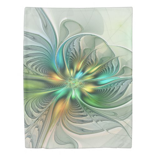 Colorful Fantasy Abstract Flower Fractal Art Duvet Cover