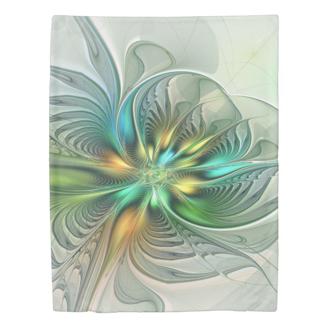 Colorful Fantasy Abstract Flower Fractal Art Duvet Cover (Front)