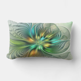 Colorful Fantasy Abstract Flower Fractal Art Lumbar Pillow