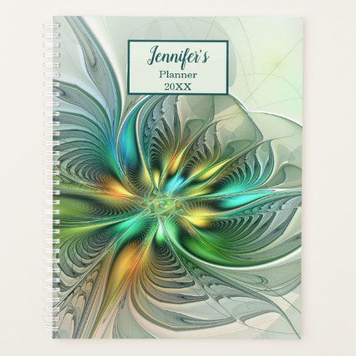 Colorful Fantasy Abstract Flower Fractal Art Name Planner