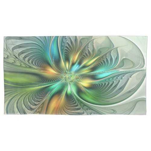 Colorful Fantasy Abstract Flower Fractal Art Pillow Case