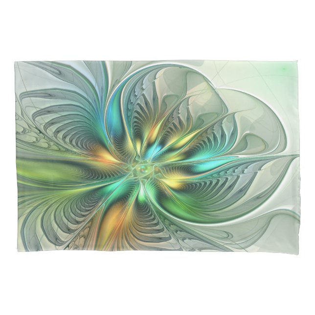 Colorful Fantasy Abstract Flower Fractal Art Pillow Case (Front)