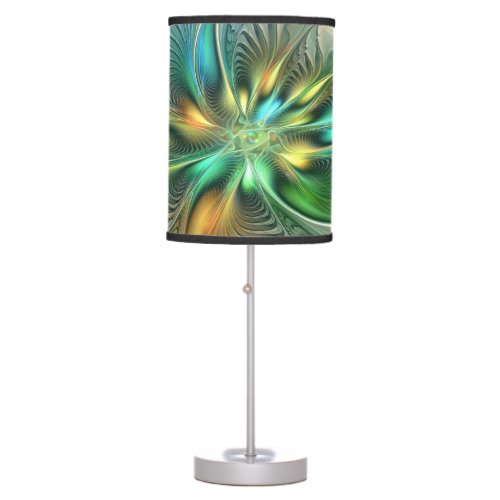 Colorful Fantasy Abstract Flower Fractal Art Table Lamp