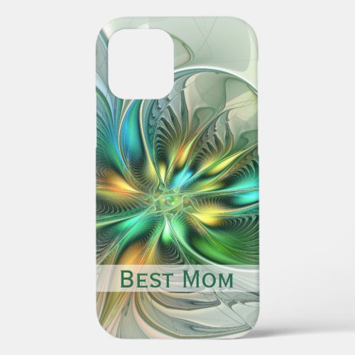 Colorful Fantasy Abstract Flower Fractal Best Mom iPhone 12 Case