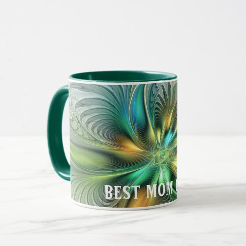 Colorful Fantasy Abstract Flower Fractal Best Mom Mug