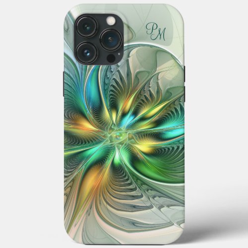 Colorful Fantasy Abstract Flower Fractal Initials iPhone 13 Pro Max Case