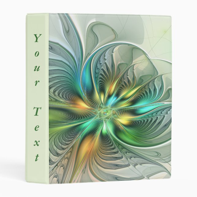 Colorful Fantasy Abstract Flower Fractal Text Mini Binder (Front/Spine)