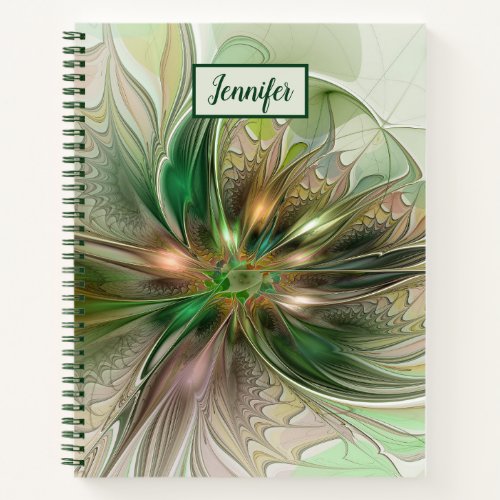 Colorful Fantasy Abstract Fractal Art Flower Name  Notebook