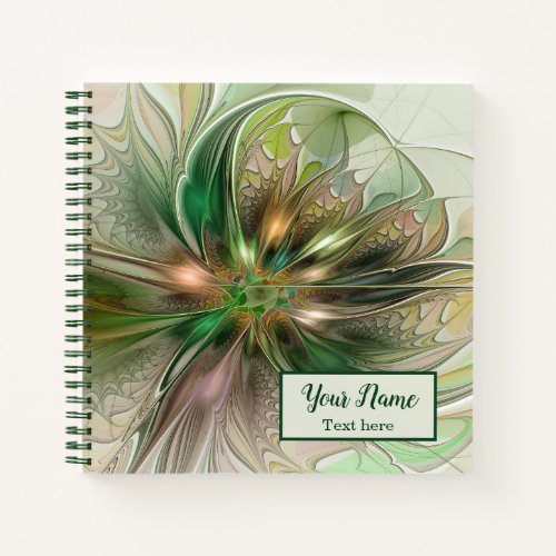 Colorful Fantasy Abstract Fractal Art Flower Name Notebook