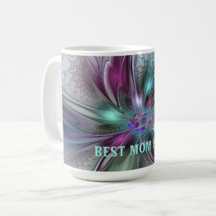 Colorful Fantasy Abstract Fractal Flower Best Mom Coffee Mug