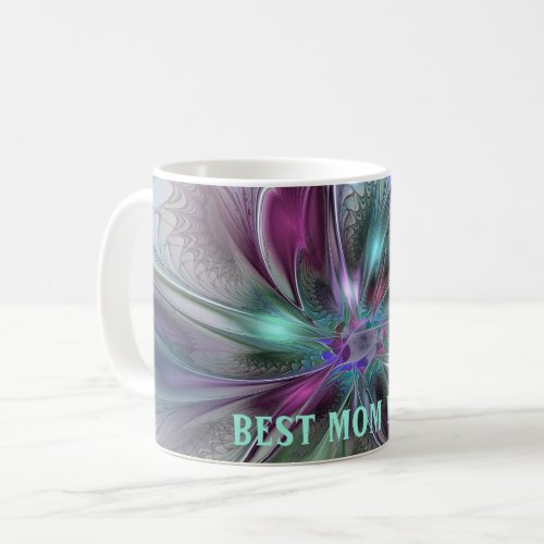 Colorful Fantasy Abstract Fractal Flower Best Mom Coffee Mug