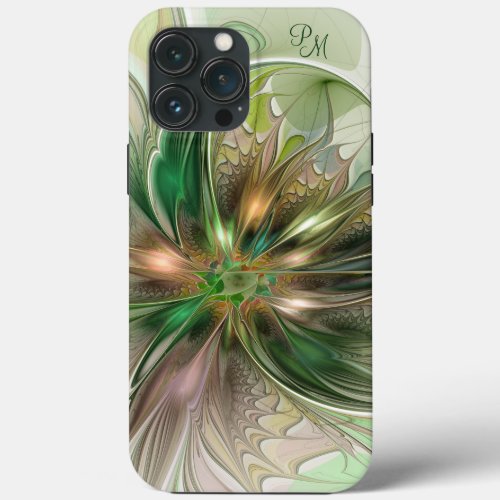Colorful Fantasy Abstract Fractal Flower Initials iPhone 13 Pro Max Case