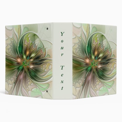 Colorful Fantasy Abstract Fractal Flower Own Text 3 Ring Binder