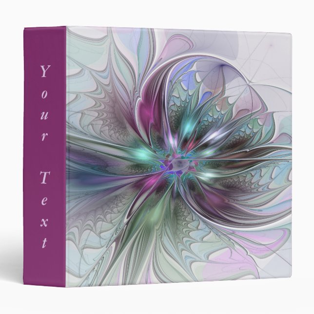 Colorful Fantasy Abstract Modern Art Flower Text Binder (Front/Spine)