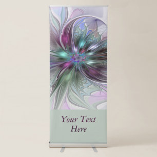 Colorful Fantasy Abstract Modern Art Flower Text Retractable Banner