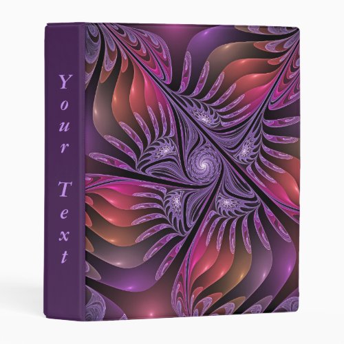 Colorful Fantasy Abstract Modern Art Purple Text Mini Binder