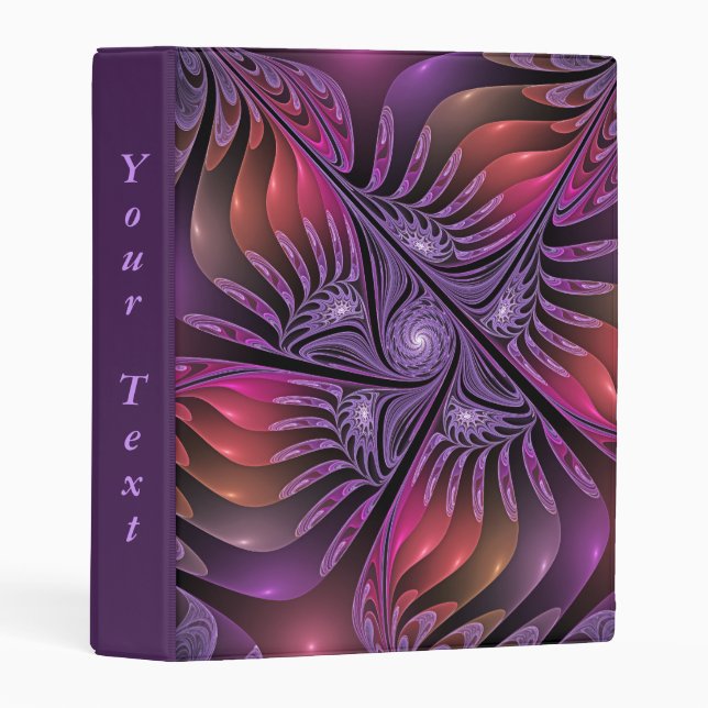 Colorful Fantasy Abstract Modern Art Purple Text Mini Binder (Front/Spine)