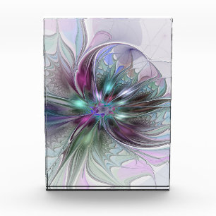 Colorful Fantasy Abstract Modern Fractal Flower Acrylic Award