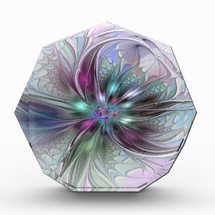 Colorful Fantasy Abstract Modern Fractal Flower Acrylic Award