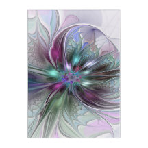 Colorful Fantasy Abstract Modern Fractal Flower
