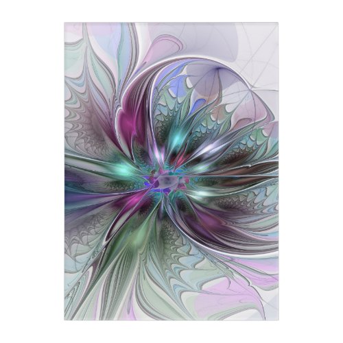 Colorful Fantasy Abstract Modern Fractal Flower Acrylic Print