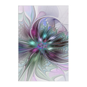 Colorful Fantasy Abstract Modern Fractal Flower Acrylic Print