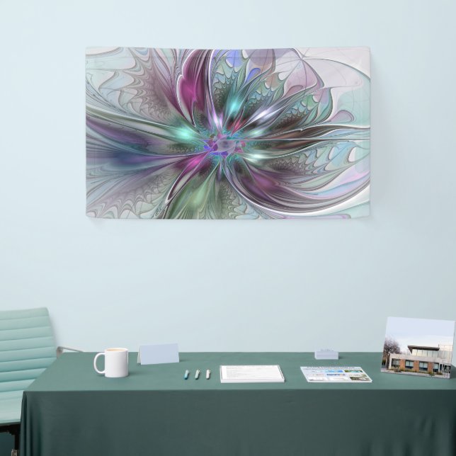 Colorful Fantasy Abstract Modern Fractal Flower Banner (Tradeshow)