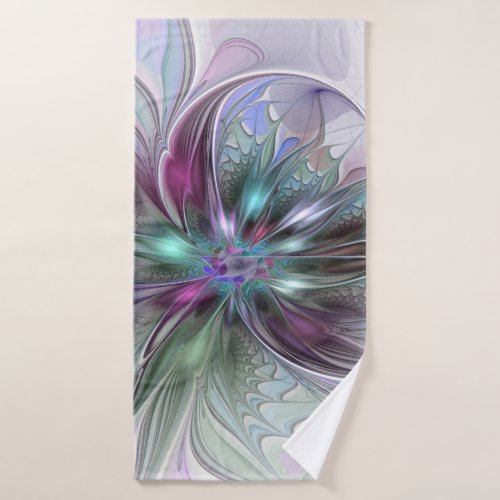 Colorful Fantasy Abstract Modern Fractal Flower Bath Towel