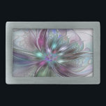 Colorful Fantasy Abstract Modern Fractal Flower Belt Buckle<br><div class="desc">Colorful and magical.
Design for your belt buckle and more.</div>