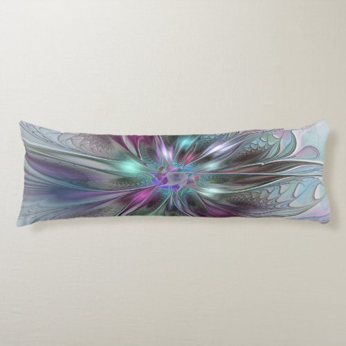 Colorful Fantasy Abstract Modern Fractal Flower Body Pillow