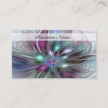 Colorful Fantasy Abstract Modern Fractal Flower Business Card by GabiwArt at Zazzle