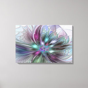 Colorful Fantasy Abstract Modern Fractal Flower Canvas Print