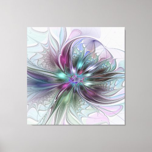 Colorful Fantasy Abstract Modern Fractal Flower Canvas Print