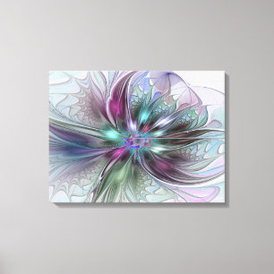 Colorful Fantasy Abstract Modern Fractal Flower Canvas Print