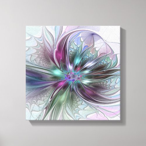 Colorful Fantasy Abstract Modern Fractal Flower Canvas Print