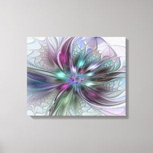 Colorful Fantasy Abstract Modern Fractal Flower Canvas Print