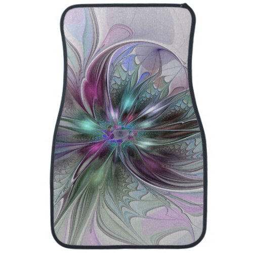 Colorful Fantasy Abstract Modern Fractal Flower Car Floor Mat