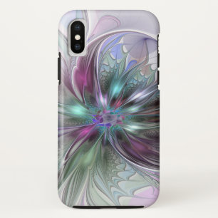 Colorful Fantasy Abstract Modern Fractal Flower iPhone XS Case