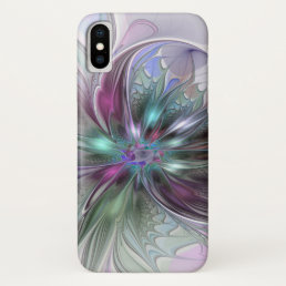 Colorful Fantasy Abstract Modern Fractal Flower iPhone X Case