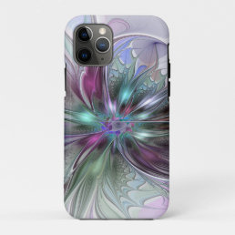 Colorful Fantasy Abstract Modern Fractal Flower iPhone 11 Pro Case