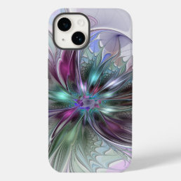 Colorful Fantasy Abstract Modern Fractal Flower Case-Mate iPhone 14 Case