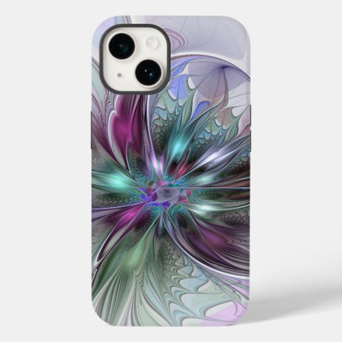 Colorful Fantasy Abstract Modern Fractal Flower Case_Mate iPhone 14 Case