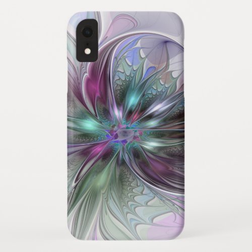 Colorful Fantasy Abstract Modern Fractal Flower iPhone XR Case
