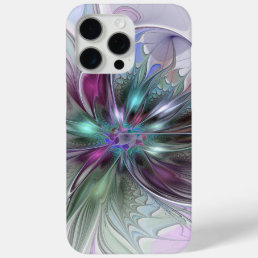 Colorful Fantasy Abstract Modern Fractal Flower iPhone 15 Pro Max Case