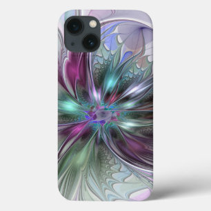 Colorful Fantasy Abstract Modern Fractal Flower iPhone 13 Case