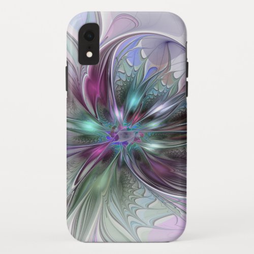 Colorful Fantasy Abstract Modern Fractal Flower iPhone XR Case