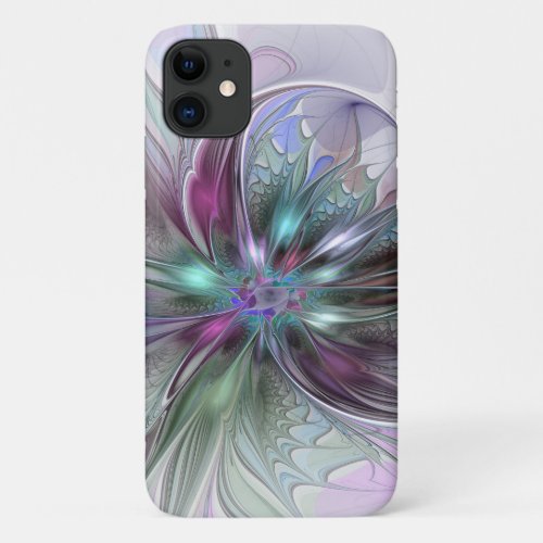 Colorful Fantasy Abstract Modern Fractal Flower iPhone 11 Case