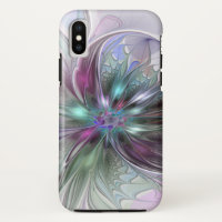 Colorful Fantasy Abstract Modern Fractal Flower iPhone X Case