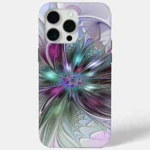 Colorful Fantasy Abstract Modern Fractal Flower iPhone 15 Pro Max Case